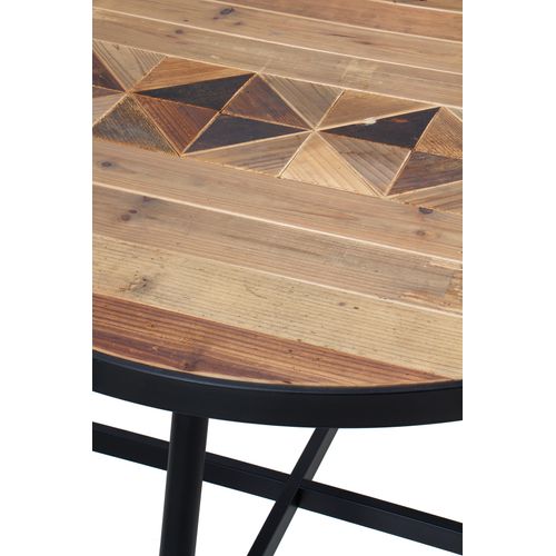 Table En Bois Recyclé 100 Cm De Diamètre Avec Pied En Métal Noir