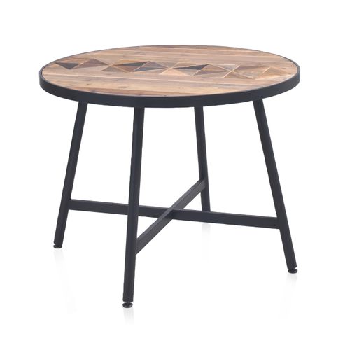 Table En Bois Recyclé 100 Cm De Diamètre Avec Pied En Métal Noir