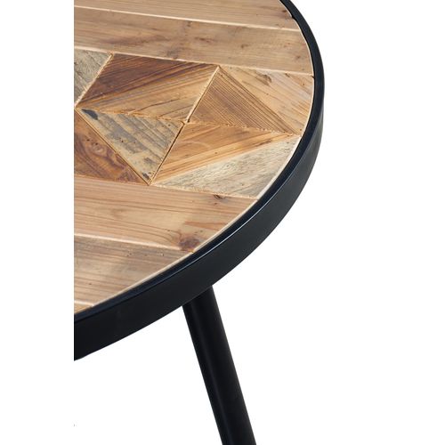 Table En Bois Recyclé 100 Cm De Diamètre Avec Pied En Métal Noir