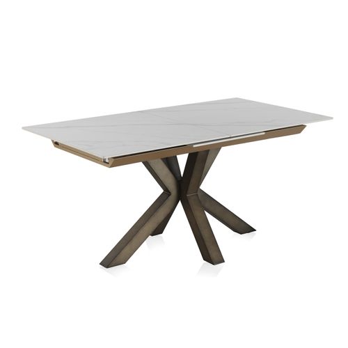 Table à Rallonge En Céramique Blanche 160/210x90