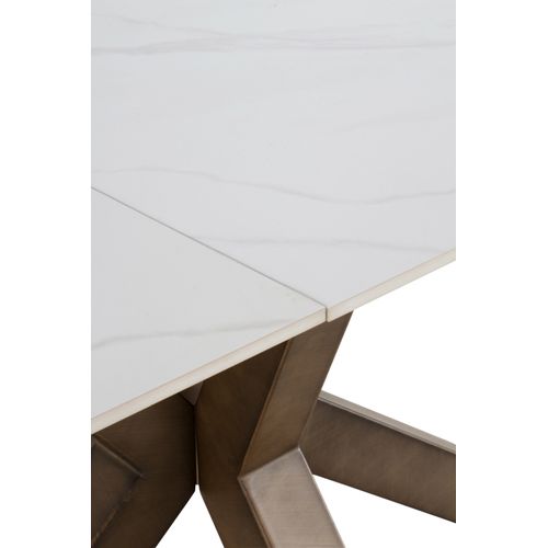 Table à Rallonge En Céramique Blanche 160/210x90