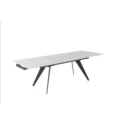 Table à Rallonge En Céramique Blanche 180/260x95