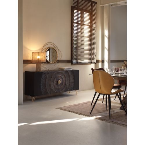 Buffet En Bois De Manguier Et Panneaux De Fibres, Noir