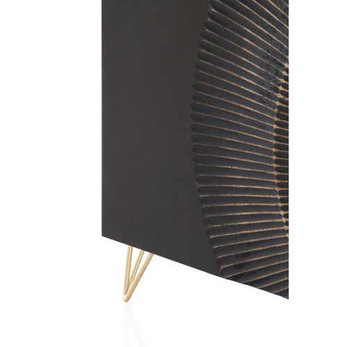 Buffet En Bois De Manguier Et Panneaux De Fibres, Noir