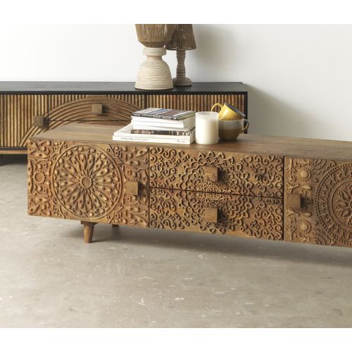 Meuble TV En Bois De Manguier Massif Marron