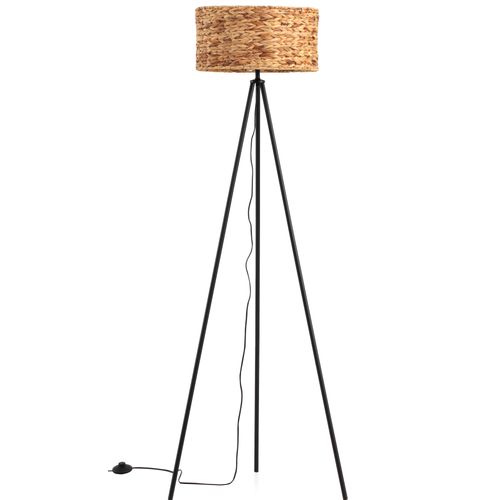 Lampadaire En Fibres Naturelles Et Base Métallique
