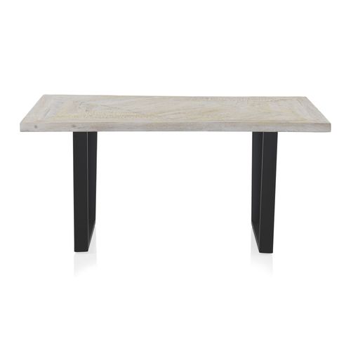 Table En Bois De Manguier Massif Patiné Blanc 160x90