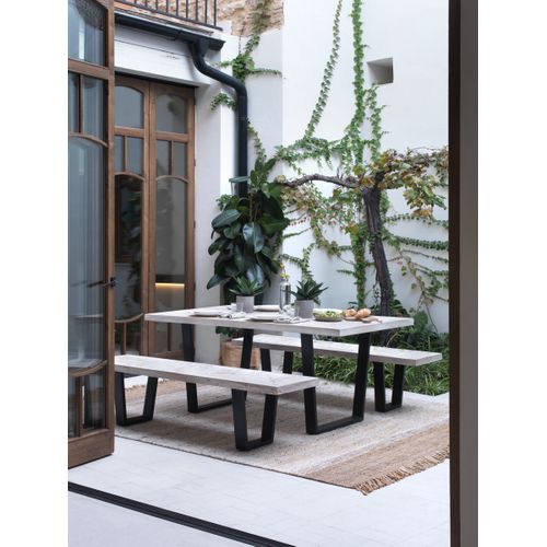 Table En Bois De Manguier Massif Patiné Blanc 160x90