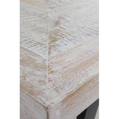 Table En Bois De Manguier Massif Patiné Blanc 160x90