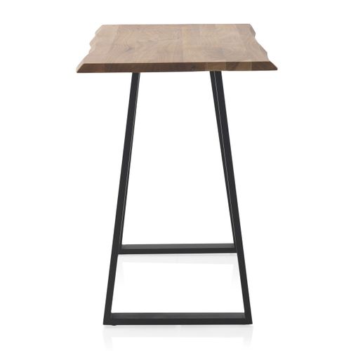 Table De Bar Haute 130x70 En Acacia Massif Avec Pieds En Métal Noir