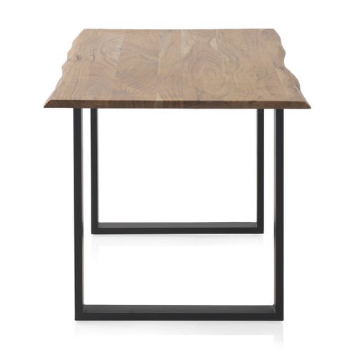 Table 140x80 En Acacia Massif Avec Pieds En Métal Noir