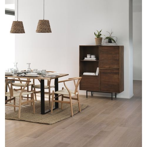 Table 140x80 En Acacia Massif Avec Pieds En Métal Noir