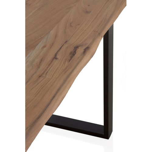 Table 140x80 En Acacia Massif Avec Pieds En Métal Noir
