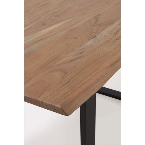 Table 140x80 En Acacia Massif Avec Pieds En Métal Noir