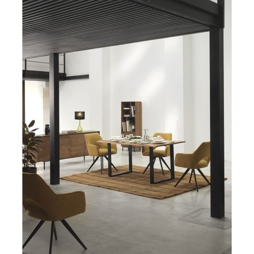 Table En Acacia Massif 180x90 Avec Pieds En Métal Noir