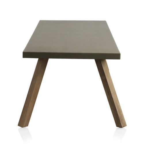 Table En Acacia Avec Plateau En Ciment Gris Clair 200x90 Cm
