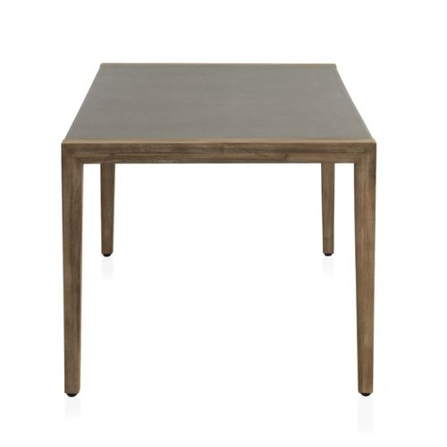 Table En Acacia Avec Plateau En Ciment Gris Clair 160x90 Cm