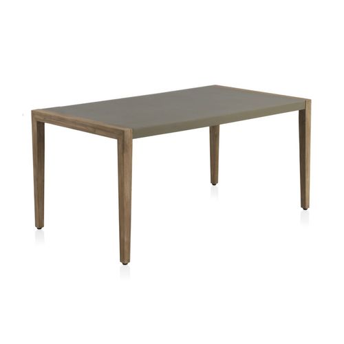Table En Acacia Avec Plateau En Ciment Gris Clair 160x90 Cm