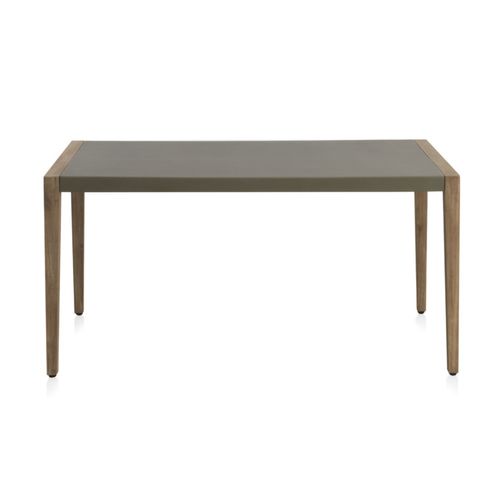 Table En Acacia Avec Plateau En Ciment Gris Clair 160x90 Cm
