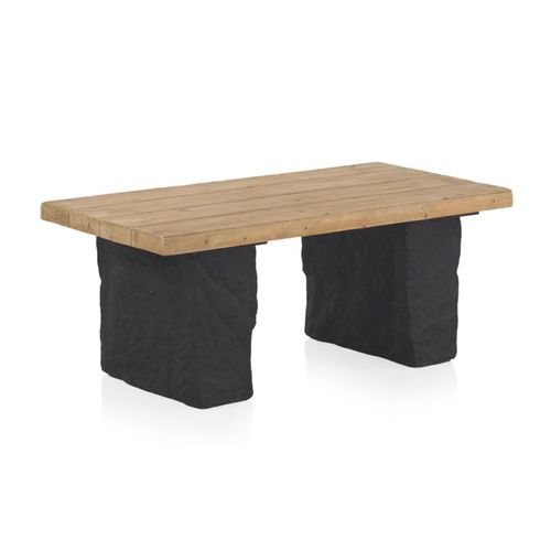 Table Basse Effet Bois D'épicéa Avec Piètement En Polyrésine Mgo