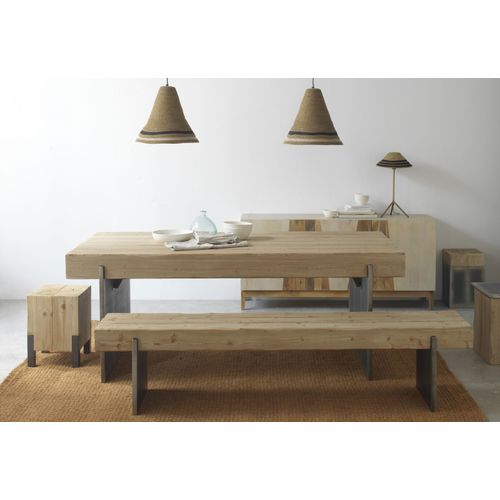 Tabouret En Épicéa Avec Base Laquée En Couleur Métallique
