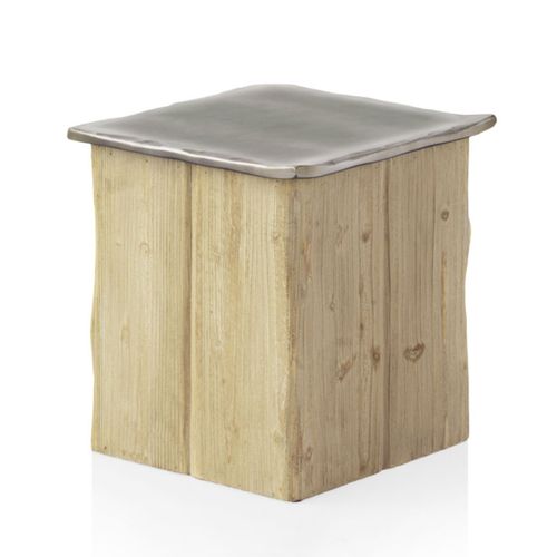 Tabouret Avec Assise Laquée En Couleur Métallique Et Base En Épicéa