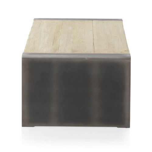 Table Basse Plaquée Sapin Et Côtés Laqués Couleur Métallique