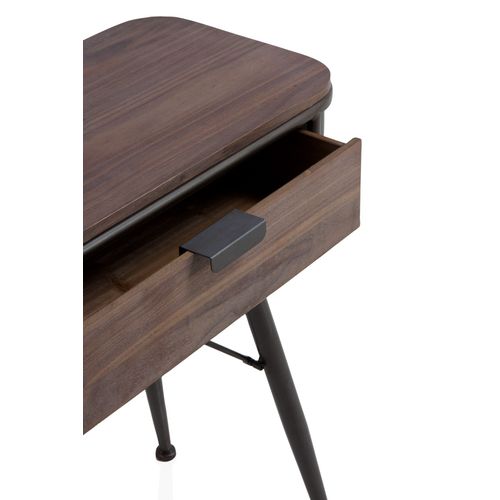 Console En Métal Avec Plateau En Bois Et 2 Tiroirs En Bois