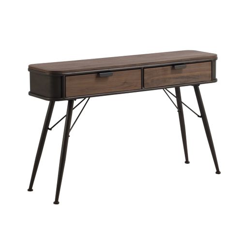Console En Métal Avec Plateau En Bois Et 2 Tiroirs En Bois