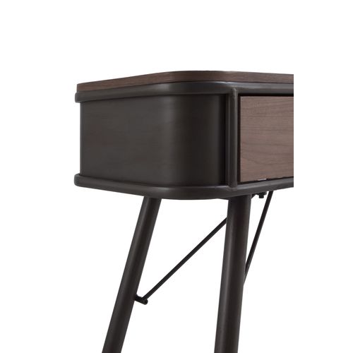 Console En Métal Avec Plateau En Bois Et 2 Tiroirs En Bois