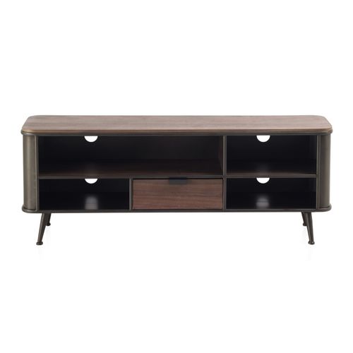 Meuble TV En Métal Avec Plateau Et Tiroirs En Épicéa