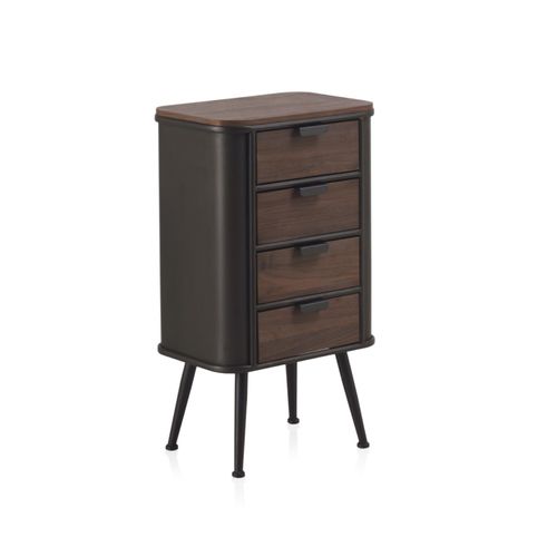 Chiffonnier En Métal Avec Plateau Et 4 Tiroirs En Sapin