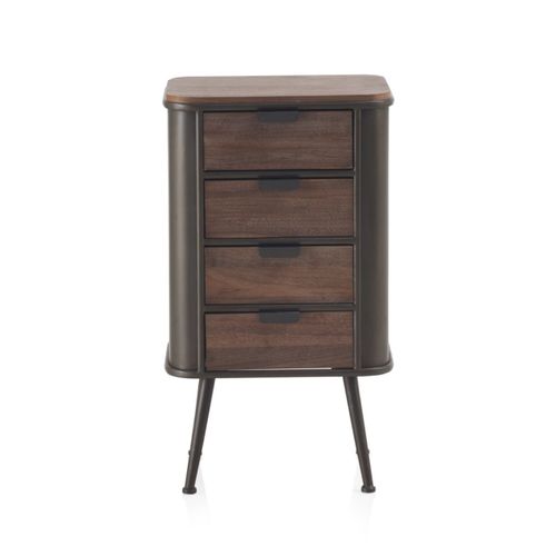Chiffonnier En Métal Avec Plateau Et 4 Tiroirs En Sapin