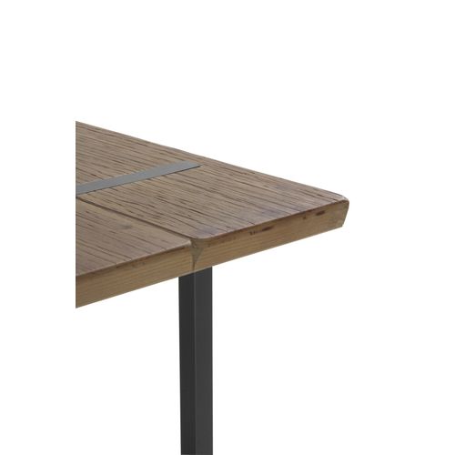 Table De Bar Haute 130x70 En Bois D'épicéa Avec Pieds En Métal Noir