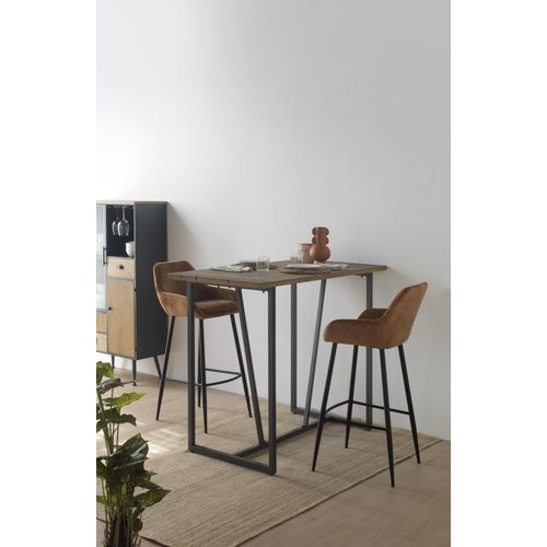 Table De Bar Haute 130x70 En Bois D'épicéa Avec Pieds En Métal Noir