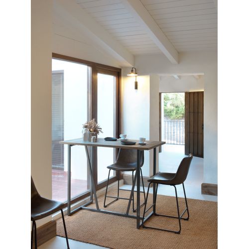 Table De Bar Haute 130x70 En Bois D'épicéa Avec Pieds En Métal Noir