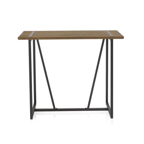 Table De Bar Haute 130x70 En Bois D'épicéa Avec Pieds En Métal Noir
