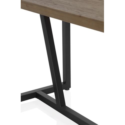 Table De Bar Haute 130x70 En Bois D'épicéa Avec Pieds En Métal Noir