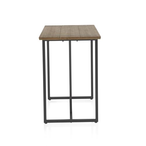 Table De Bar Haute 130x70 En Bois D'épicéa Avec Pieds En Métal Noir