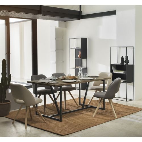 Table En Bois De Sapin 180x90 Avec Pieds En Métal Noir