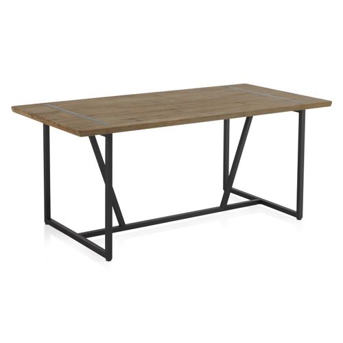 Table En Bois De Sapin 180x90 Avec Pieds En Métal Noir