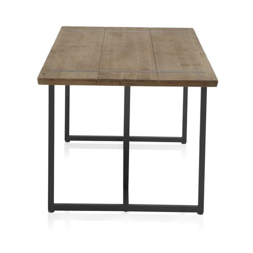 Table En Bois De Sapin 180x90 Avec Pieds En Métal Noir