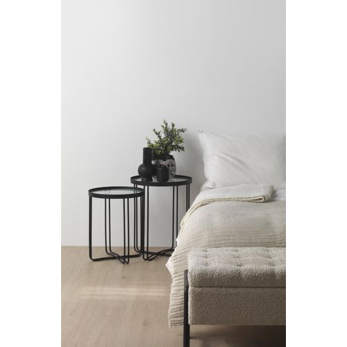 Lot De 2 Tables D'appoint En Métal Avec Verre