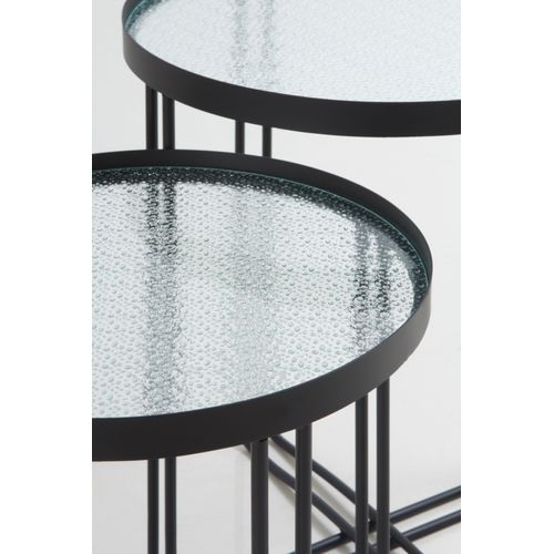 Lot De 2 Tables D'appoint En Métal Avec Verre