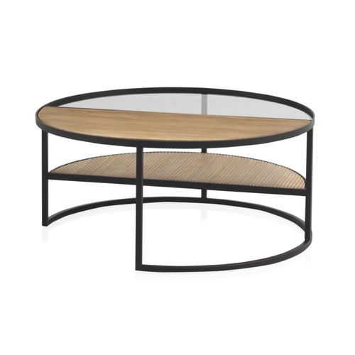 Table Basse En Métal Avec Bois Et Verre