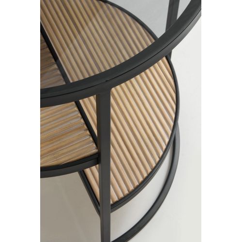 Table D'appoint En Métal Avec Bois Et Verre