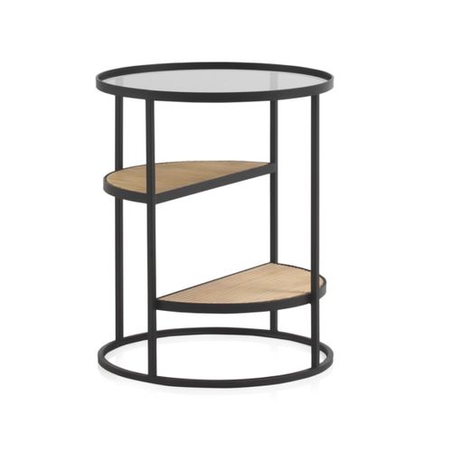 Table D'appoint En Métal Avec Bois Et Verre