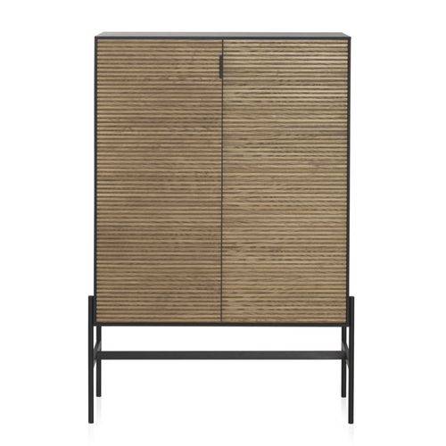 Buffet Plaqué En Frêne Noir Avec Portes Naturelles