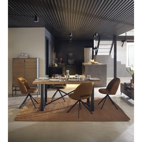 Buffet Plaqué En Frêne Noir Avec Portes Naturelles