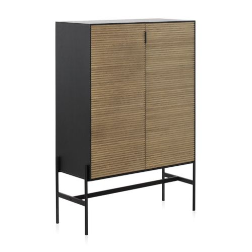 Buffet Plaqué En Frêne Noir Avec Portes Naturelles